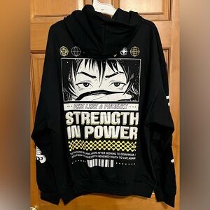 Anime Streetwear Black Graphic Hoodie